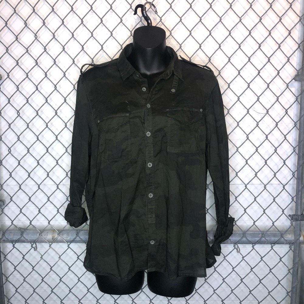 Women's G-Star Cargo Green Camo Button-down Top